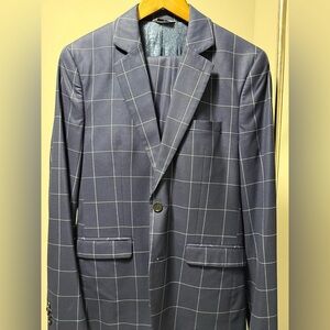 Men's Navy Checkered Suit